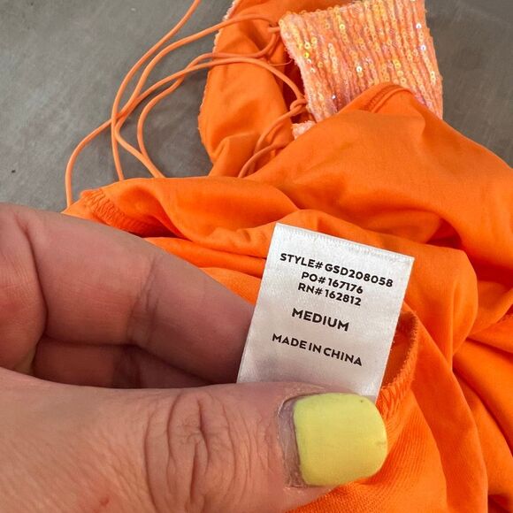 Windsor NWT Dazzle Down Sequin Lace-Up Mini Dress in peach size medium - Picture 13 of 14